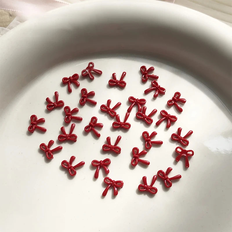 100PCS 3D Nail Art Red Bow Charms Supplies Kawaii Accessories Resin For Nails Decorastion Product Manicure Decor Materials Tool Peaceful Pleasures Health and Wellness