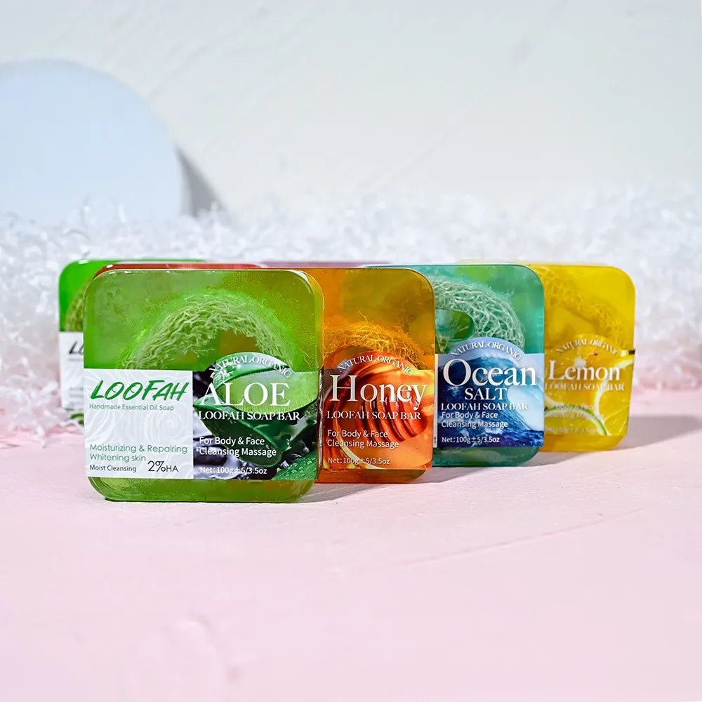 Loofah Lavender Essential Oil Soap – Moisturizing Handmade Bar
