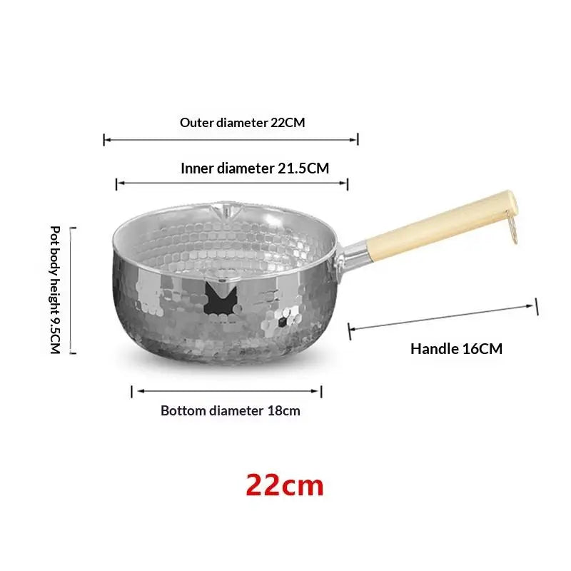 Stainless Steel Yukihira Saucepan | Wood Handle Non-Stick Pot Stainless Steel Saucepan Peaceful Pleasures Health and Wellness 22cm