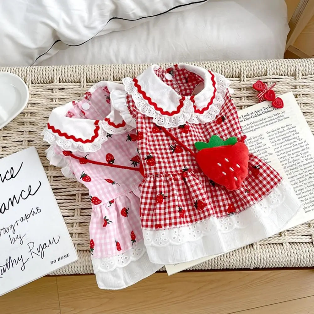 Strawberry Pet Dress – Soft Summer Skirt for Cats & Puppies