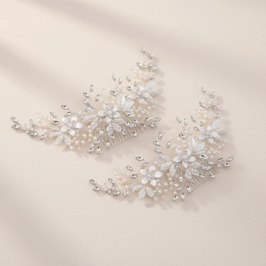 Pearl Hair Combs 2pcs Alloy Elegant Design for Multiple Hairstyles Peaceful Pleasures Health and Wellness