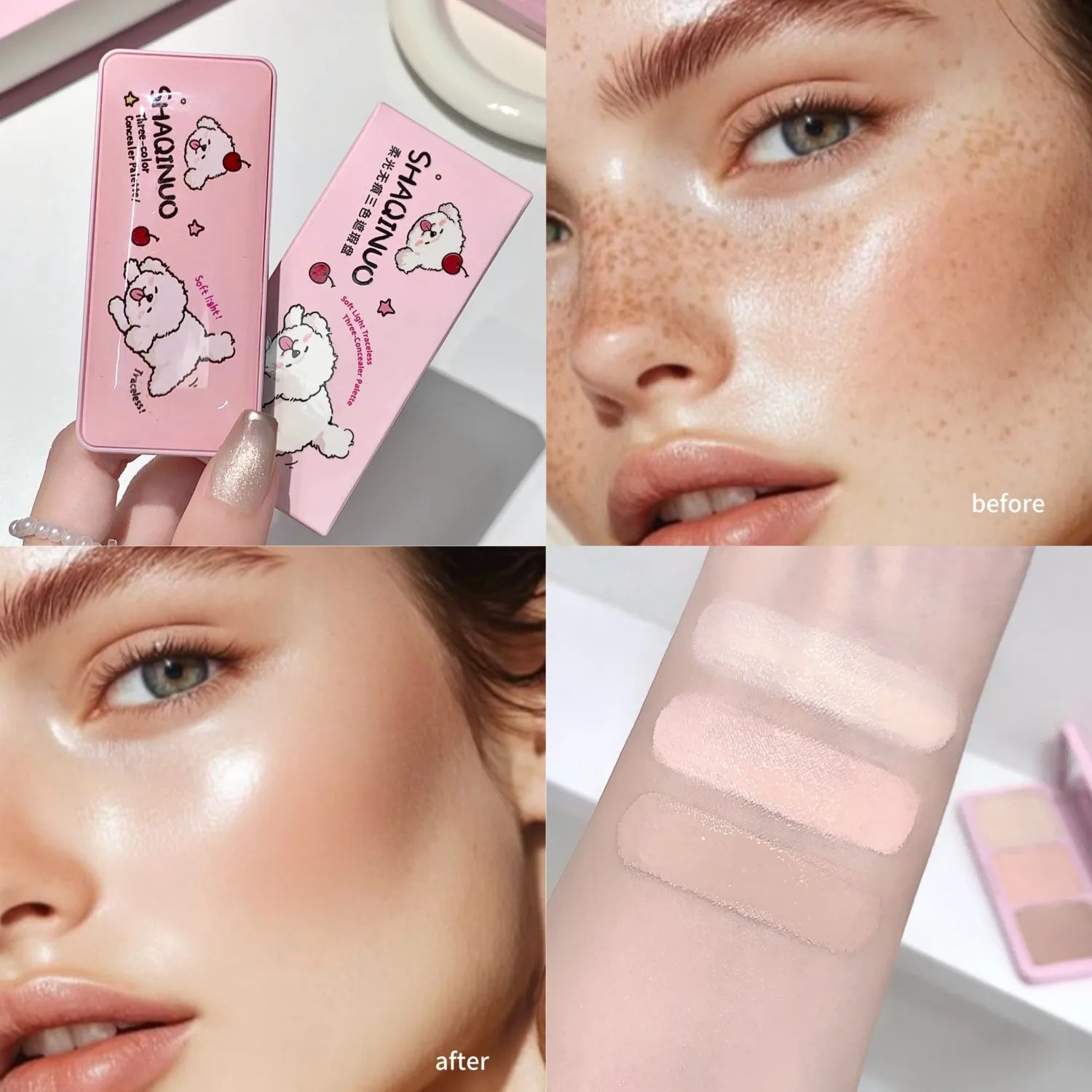 Soft Light Seamless Tri-Color Concealer: Natural Matte Finish for Acne Scars, Long-Lasting Coverage & Brightening Makeup Peaceful Pleasures Health and Wellness