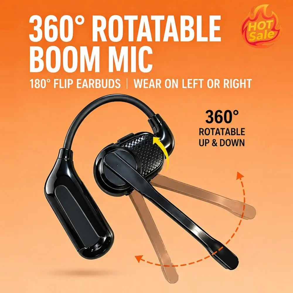 Wireless Bluetooth Earhook Earphones with Mic & Type-C Charging