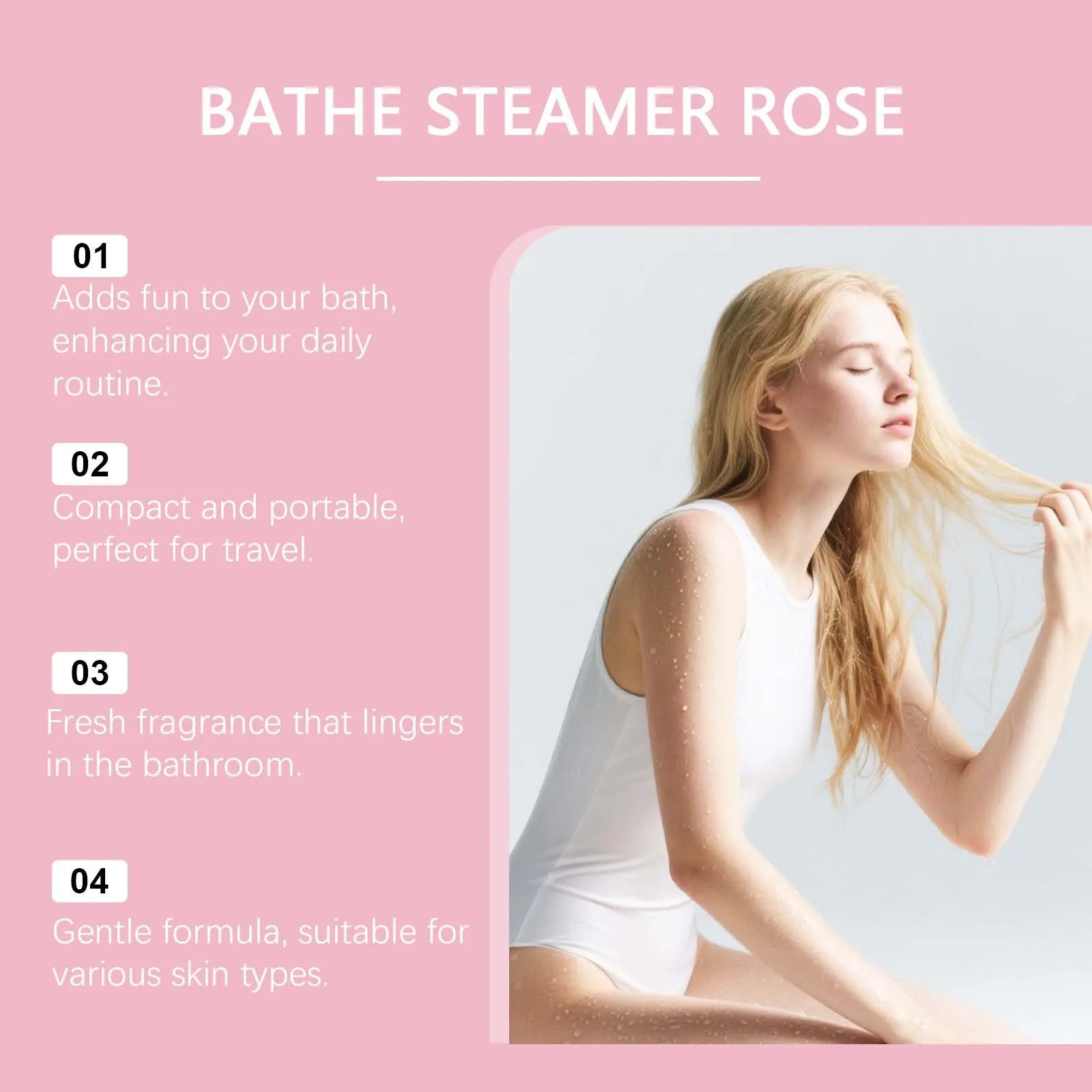 Jaysuing Rose Shower Tablets for Relaxing Bath Experience Peaceful Pleasures Health and Wellness