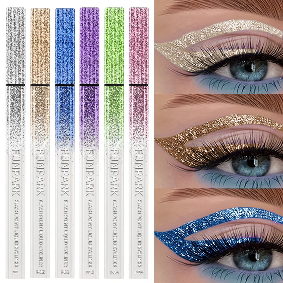FUNPARK Glitter Liquid Eyeliner Pen – Waterproof & Long-Lasting