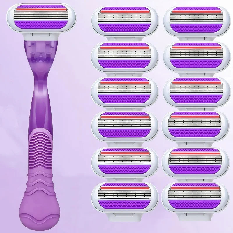 Women's Reusable Razor – 1 Handle & 3 Triple-Blade Cartridges