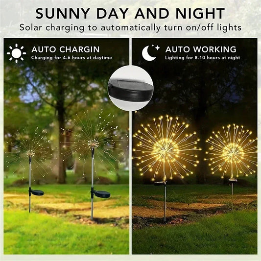Solar Firework Fairy Lights 90-200 LED | 8 Modes, IP65 Outdoor Solar String Lights Peaceful Pleasures Health and Wellness