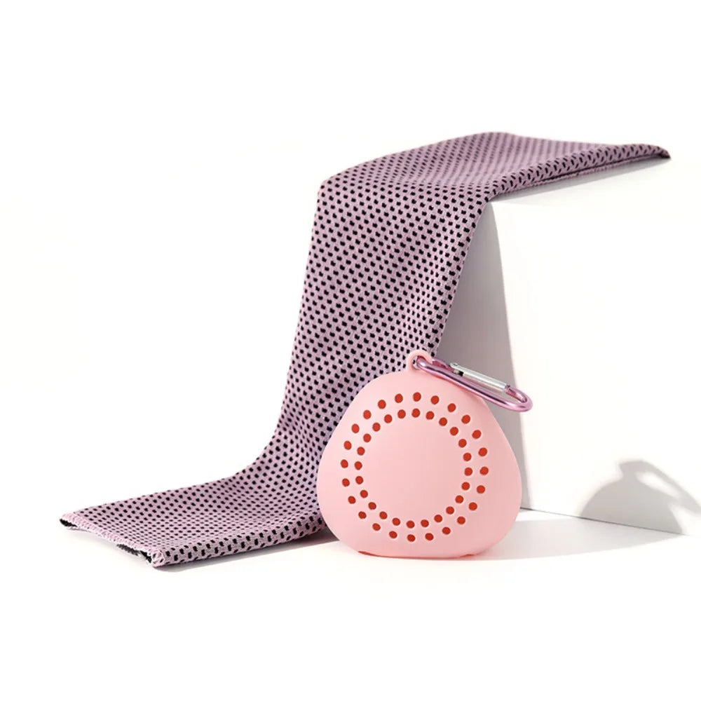 Portable Polyester Cooling Towel Silica Gel Quick Dry Cold Towel Absorbent Microfiber Ice Towel Summer Peaceful Pleasures Health and Wellness Pink