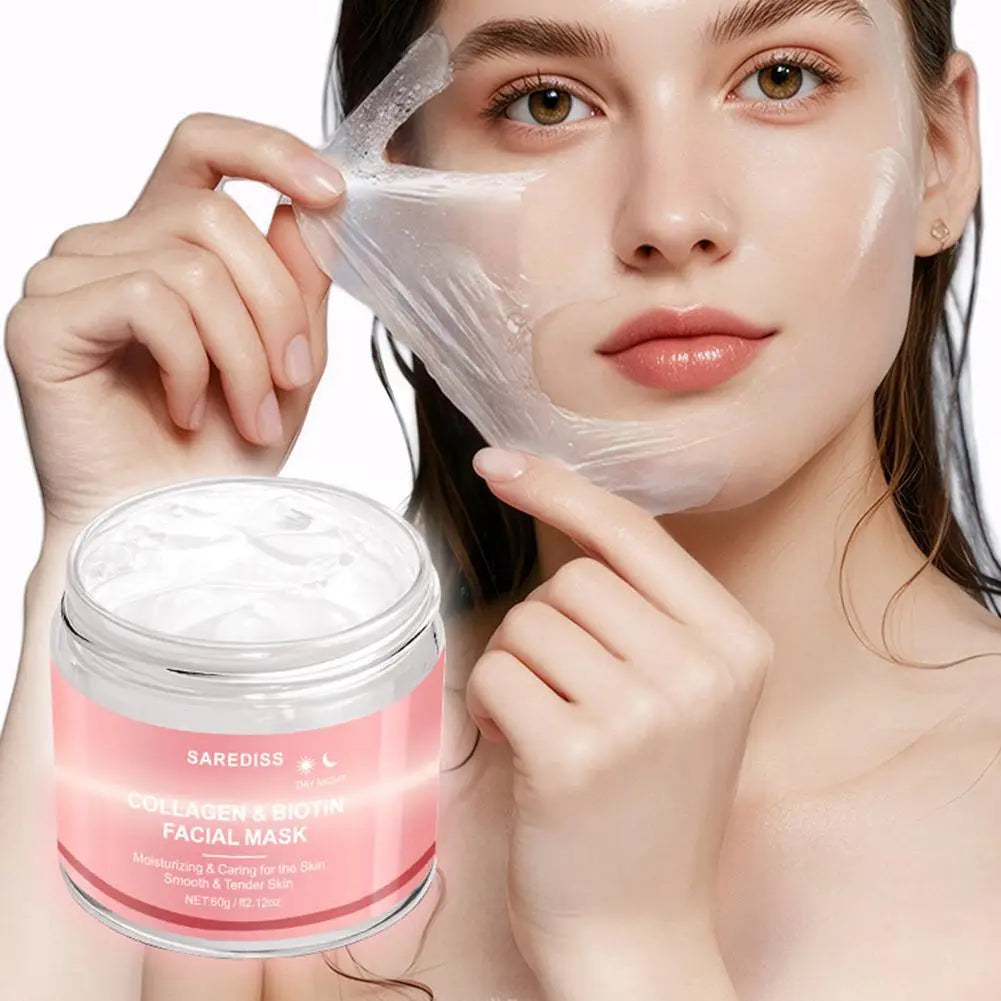 Collagen Overnight Wrapping Peel Off Facial Mask 60g Collagen Night Wrapping Mask Deeply Hydrates Night Care Mask Cream Peaceful Pleasures Health and Wellness