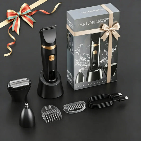 Men's 3-in-1 Beard, Nose & Eyebrow Trimmer | USB-C Charging Men's Grooming Trimmer Peaceful Pleasures Health and Wellness