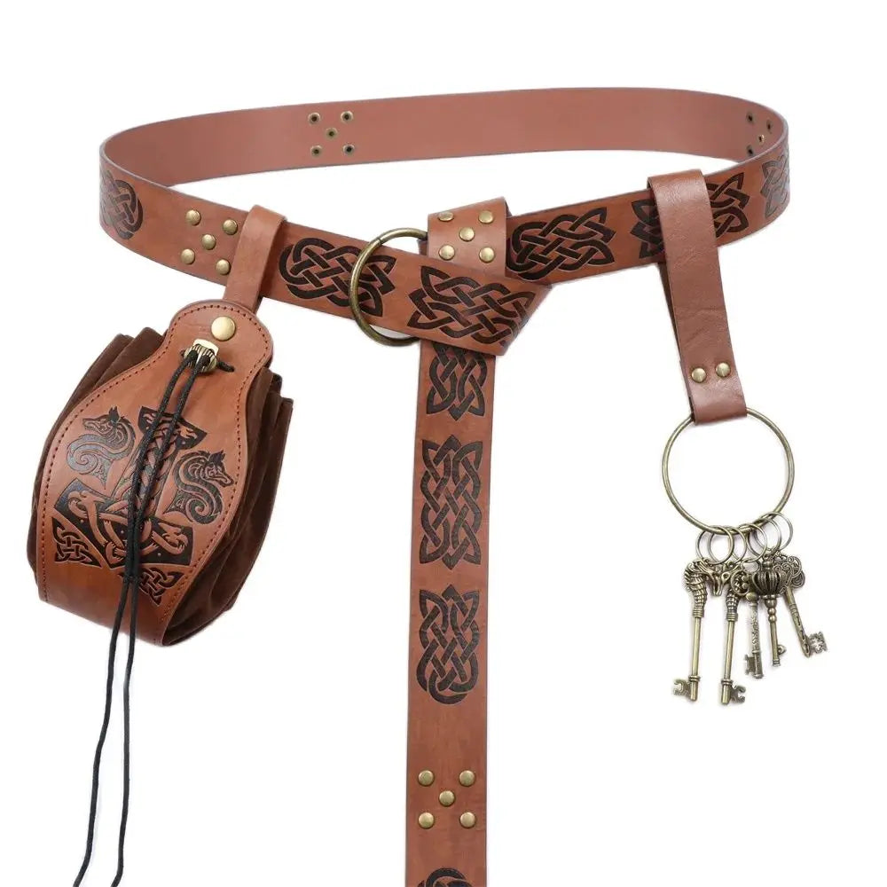 Medieval Cosplay Belt Renaissance Copper Coin Printed Waist Bag