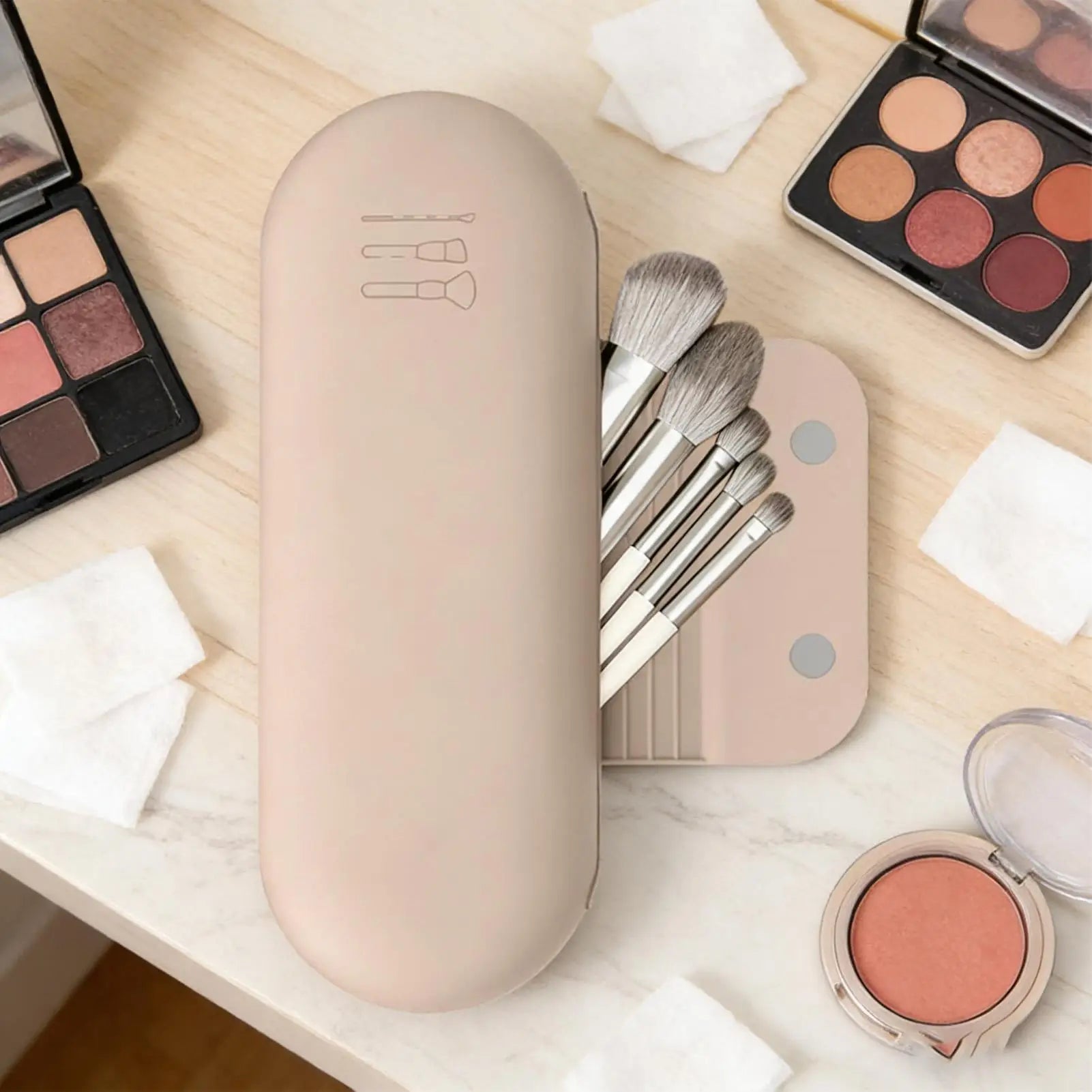 2 Pieces Portable Silicone Makeup Brush Pouch Waterproof Organizer Travel Sized Makeup Bag for Girls Women Outdoor Home Luggage Peaceful Pleasures Health and Wellness China Mainland