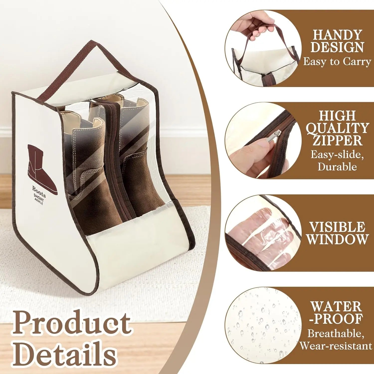 2-Pack Waterproof Boot Storage Bags with Handles Peaceful Pleasures Health and Wellness
