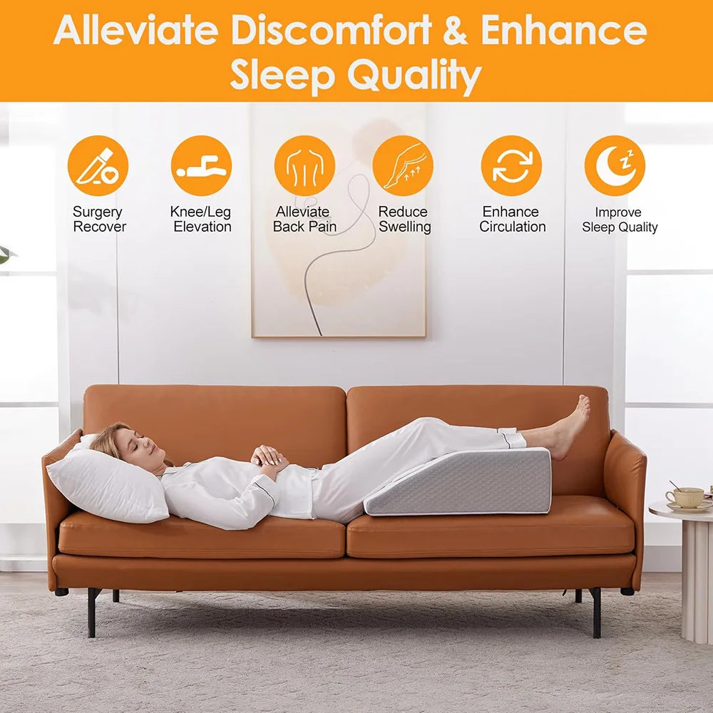 Leg Pillow, 8inch Leg Elevating Pillow for Legs,Rest, Sleeping,Leg Wedge Pillow for Side Sleeping, Memory Foam Leg Wedge Pillow Peaceful Pleasures Health and Wellness