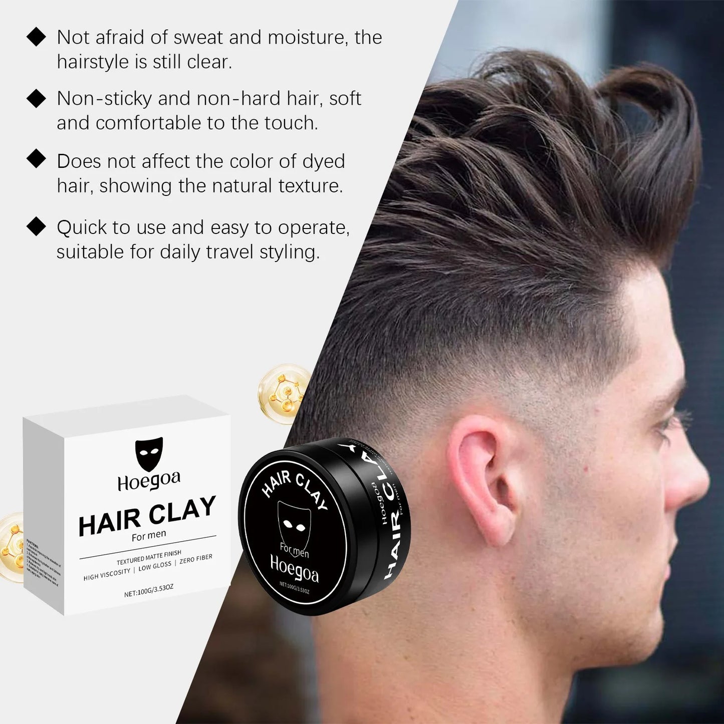 HOEGOA Men's Hair Clay – Strong Hold Matte Finish 100g