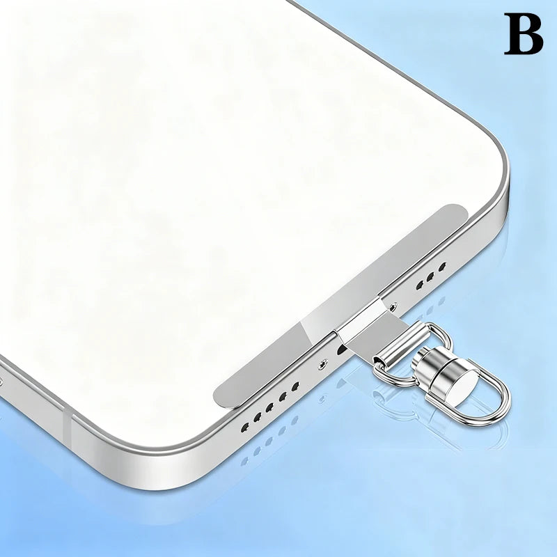 Steel Phone Lanyard Gasket Patch Anti-lost Anti Fall Mobile Phone Rope Card Metal Clip Strap Hang Cord Tab Accessories Peaceful Pleasures Health and Wellness B Silver