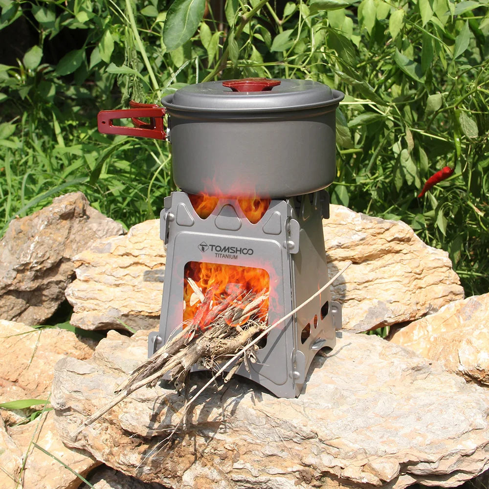 Tomshoo Portable Folding Lightweight Tourist Wood Burner Titanium