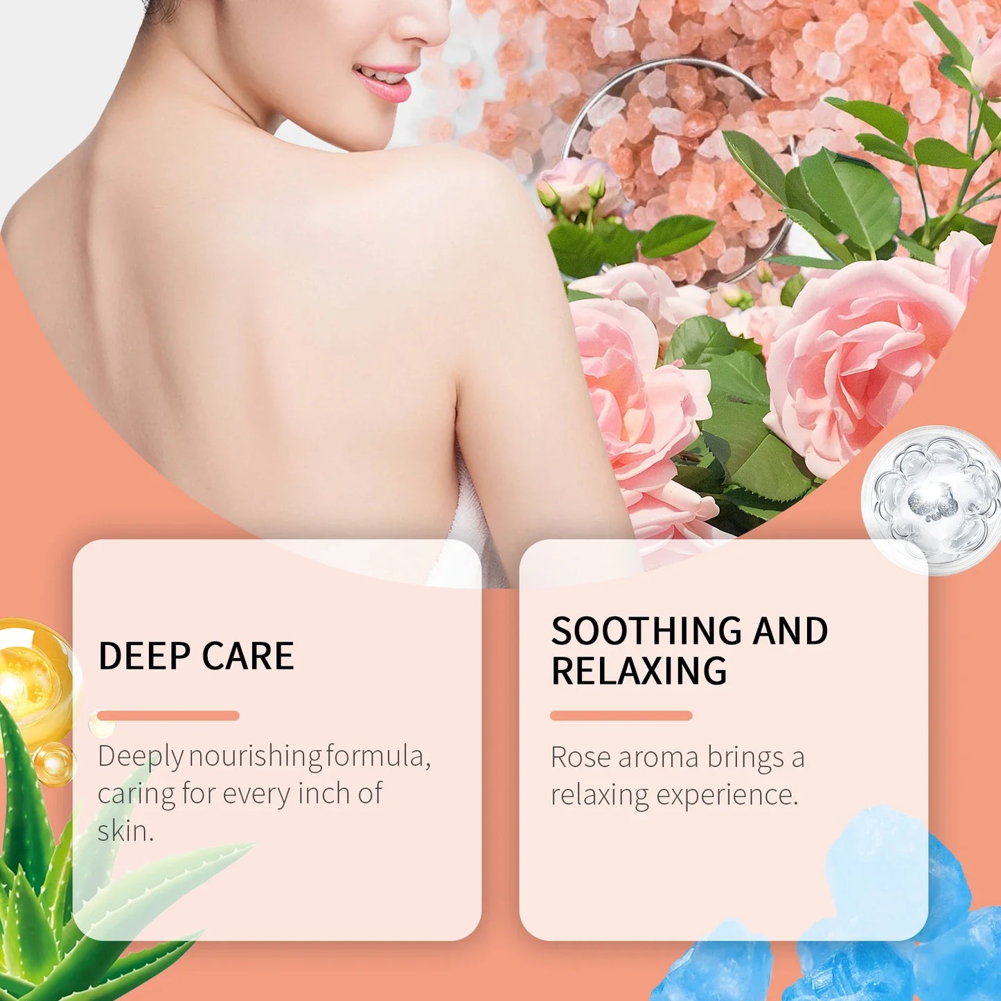 EELHOE Rose Bath Salts – Exfoliating, Pore-Minimizing, Stress Relief