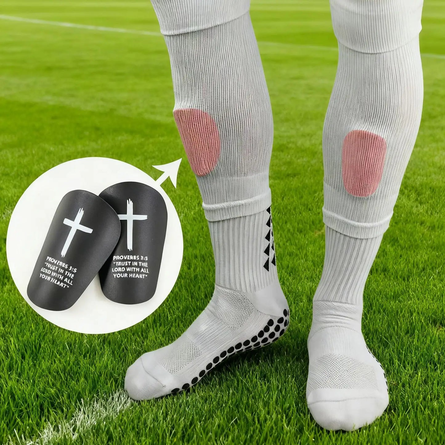 1 Pair Christian Shin Guards with Bible Verse Soccer Football Protective Pads for Adults & Youth, Inspirational Sports Gear Peaceful Pleasures Health and Wellness
