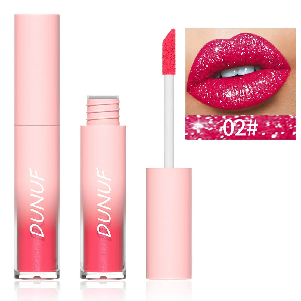 DUNUF Glitter Lip Gloss 18 Colors | Diamond Shimmer Liquid Lipstick