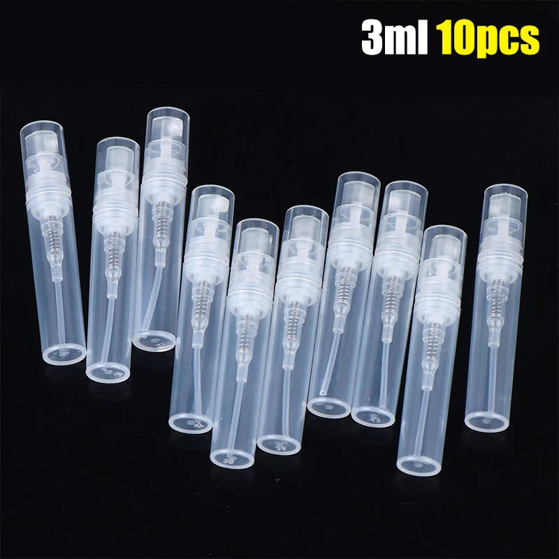 10Pcs 2/3/5ML Mini Clear Plastic Empty Perfume Bottle Refillable Spray Bottle Atomizer Container Women Travel Perfume Bottles Peaceful Pleasures Health and Wellness 3ml 10pcs