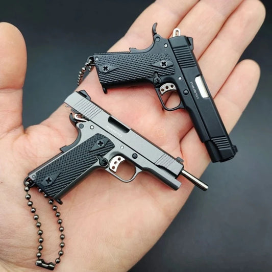 Mini Metal Gun Model Scale 1:3 for 1911 Mini Keychain Toy Gun Game Simulation Pistol Gift for Children Peaceful Pleasures Health and Wellness