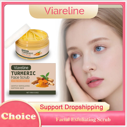 Turmeric Facial Exfoliating Scrub Remove Dead Skin Brightening Shrink Pores Moisturizing Repair Smoothing Facial Cleansing Scrub Peaceful Pleasures Health and Wellness 200g boxed