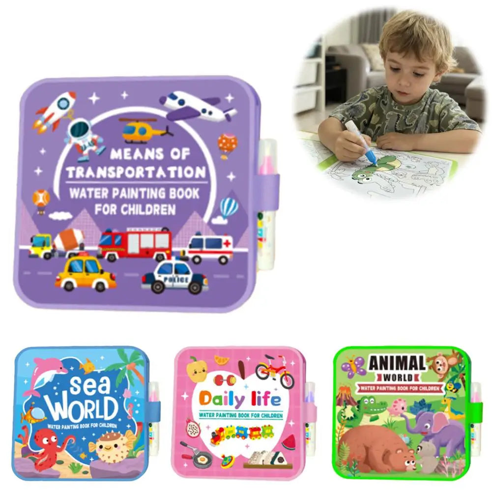 Magic Water Drawing Book for Kids – Reusable Coloring Book