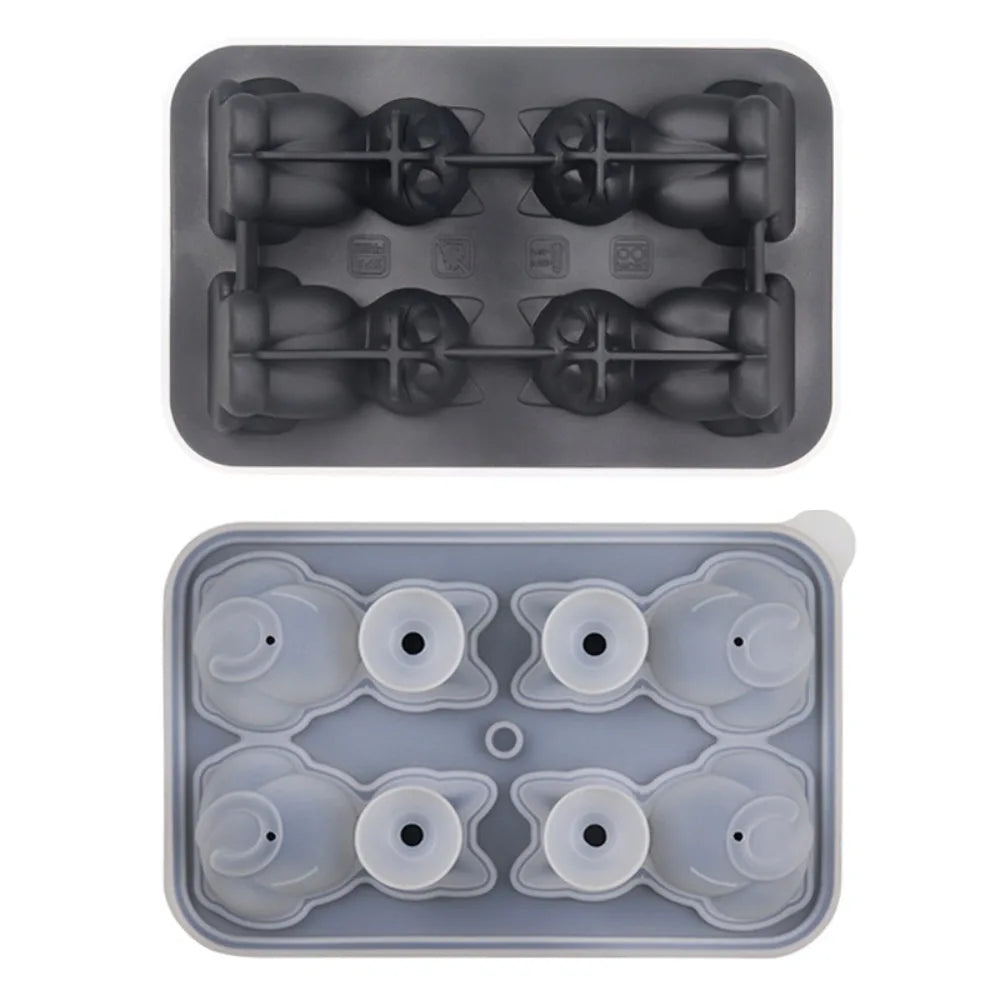 3D Cat Ice Cube Mold – BPA-Free Silicone, 4 Cavities