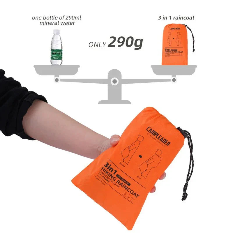 3-in-1 Waterproof Rain Poncho | Hiking, Camping & Travel