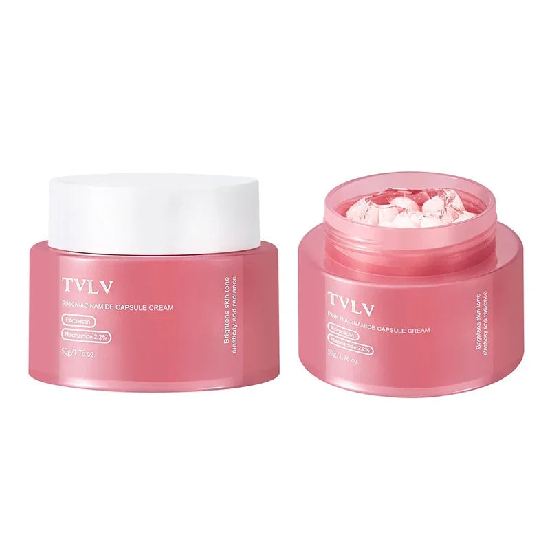 Pink Niacinamide & Vita C Capsule Cream Niacinamide Reduces Dullness Firms Skin Moisturizes Evens Skin Tone Nourishes Face Cream Peaceful Pleasures Health and Wellness C -Capsule Cream 50g