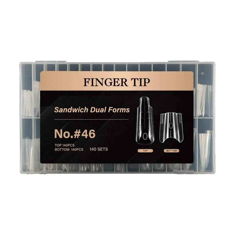 140/280Pcs Sandwich False nails Dual Forms Nail Mold for Quick Nails Extension 14 Sizes Plastic Nail Form Tools Nail Art Design Peaceful Pleasures Health and Wellness NO 46