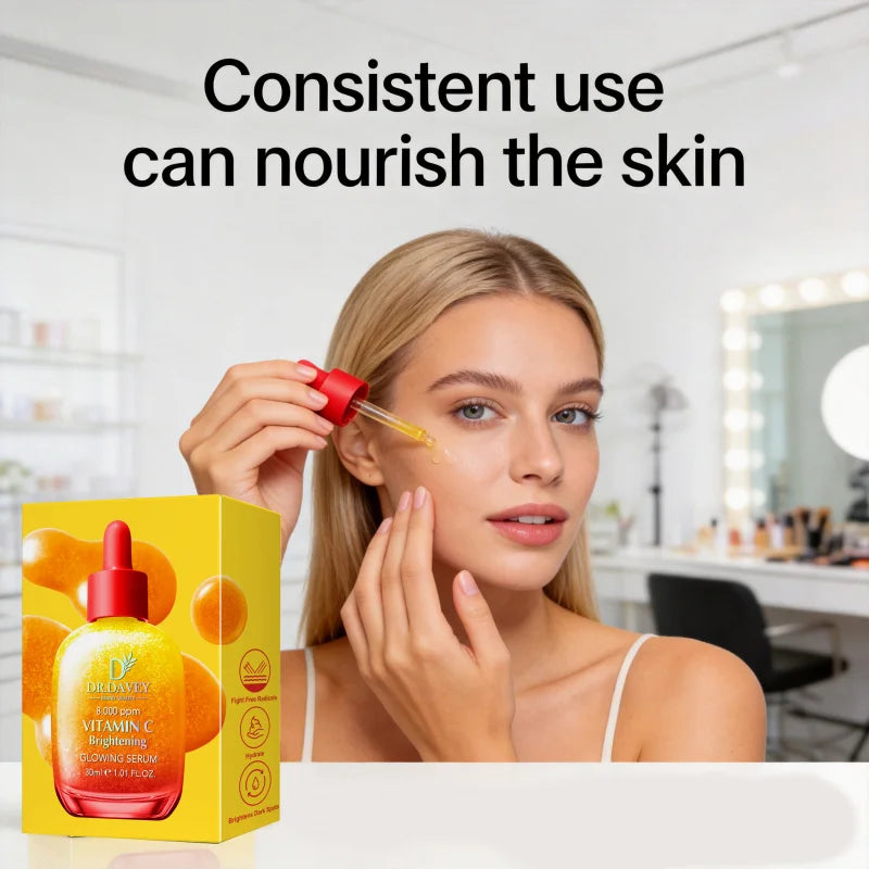 30ml Vitamin C Brightening Glowing Serum Four Seasons Skincare Moisturizing Facial Care Suitable for Men and Women Portable Peaceful Pleasures Health and Wellness