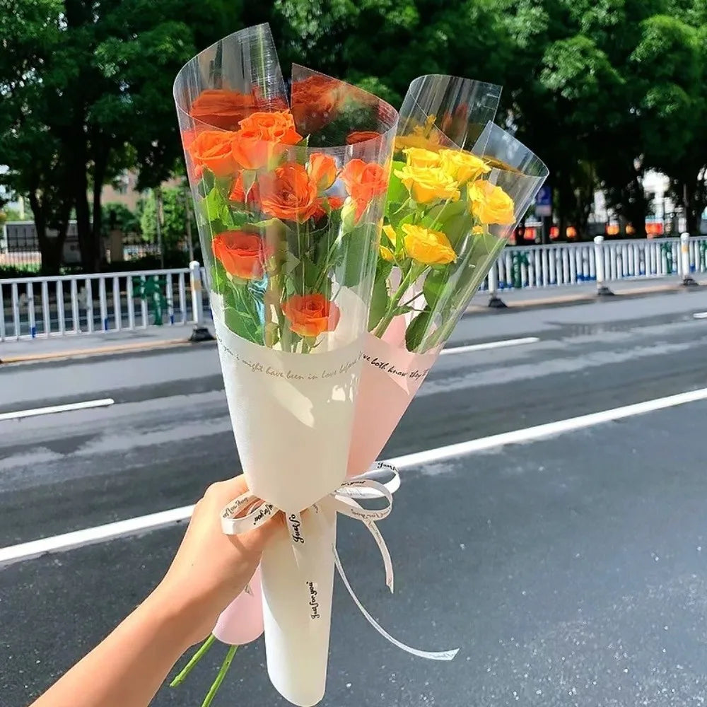 20-Pack Waterproof Single Flower Wrapping Bags | Clear Bouquet