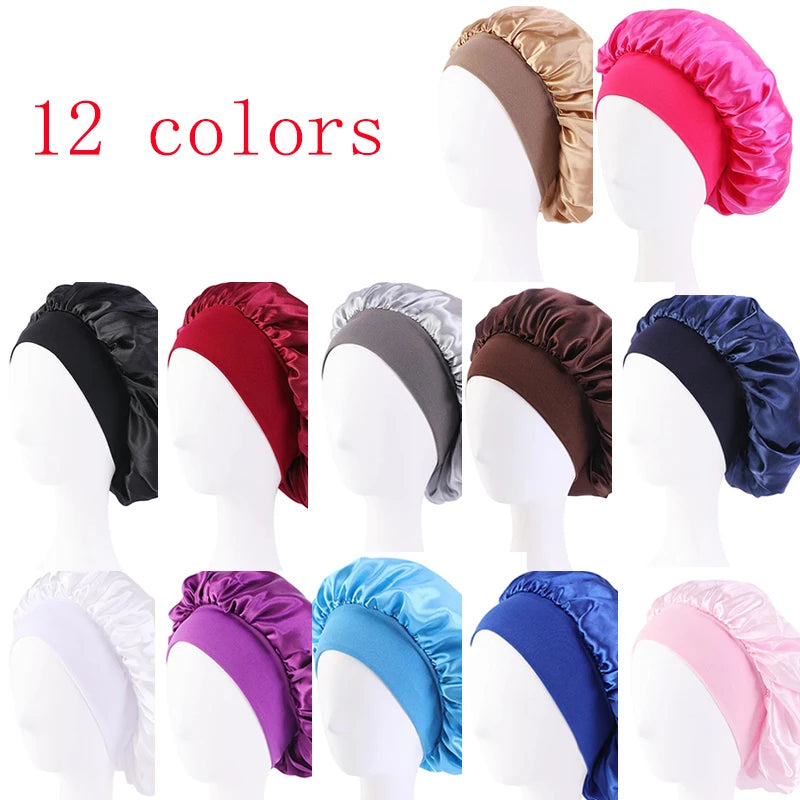 Women's Satin Sleep Bonnet | Wide Brim, Elastic Band Hair Care