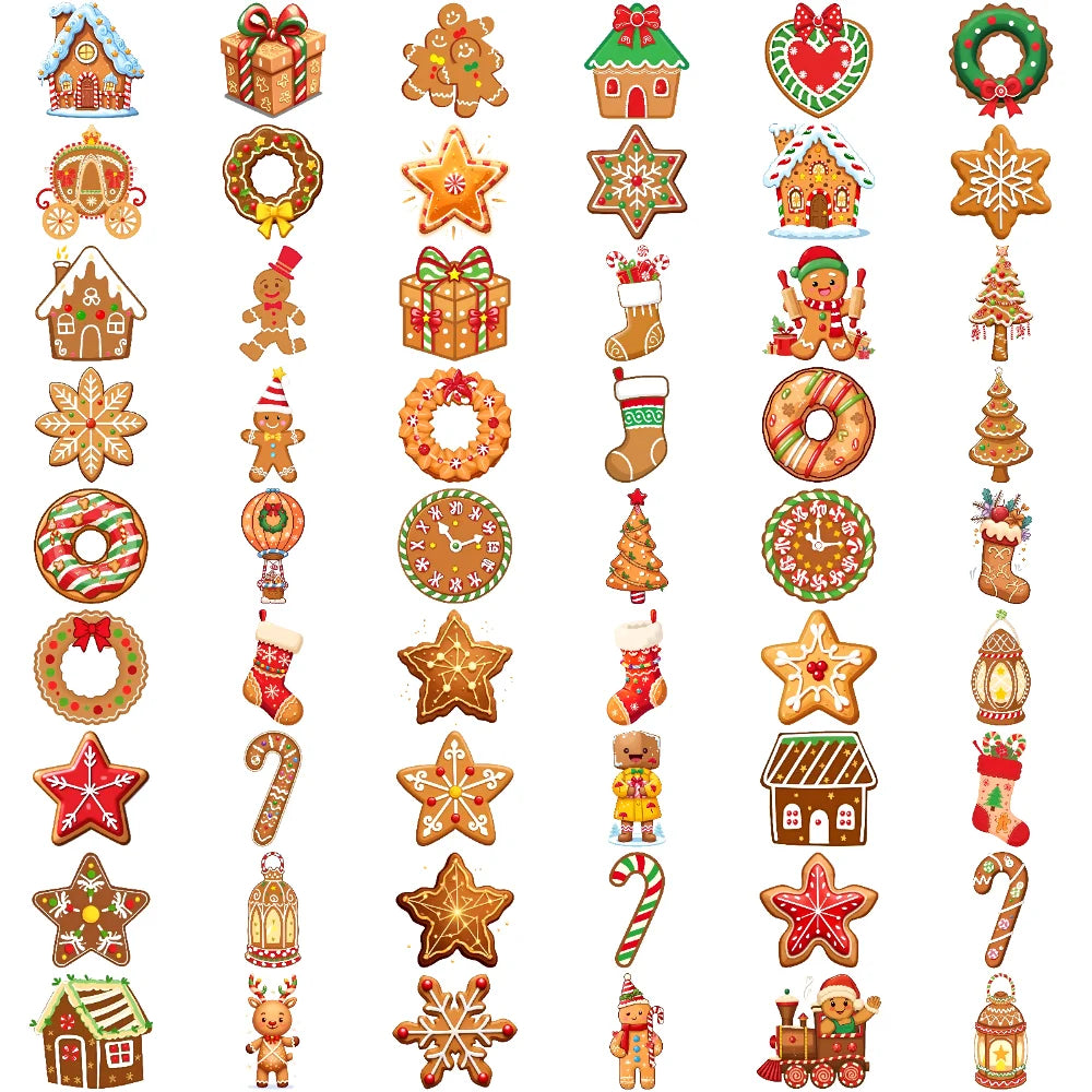54pcs Christmas Gingerbread Man Temporary Tattoo Stickers