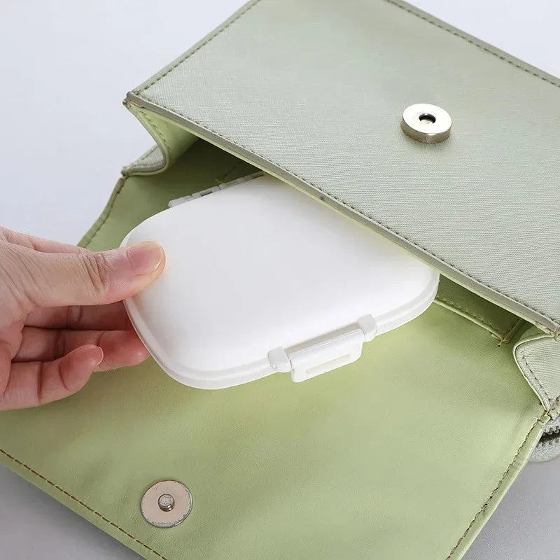 Mini Portable 8 Grids Sealed Wheat Pill Box Travel Medicine Organizer Tablets Storage Dispenser Container Peaceful Pleasures Health and Wellness