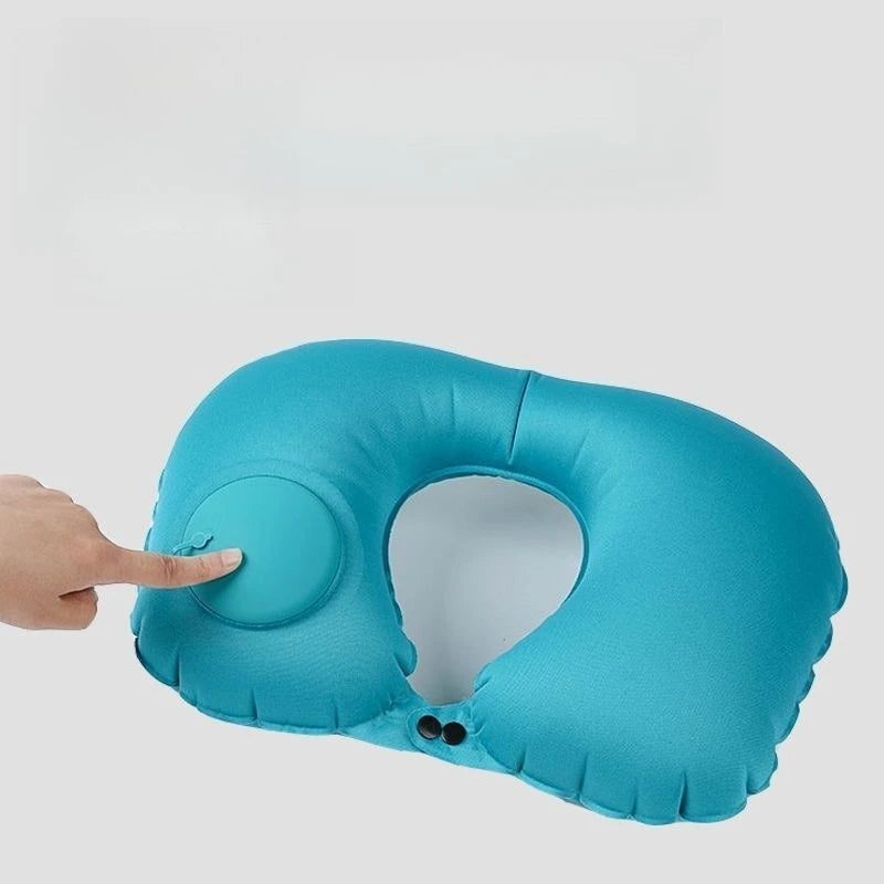 U-Shaped Inflatable Travel Neck Pillow – Press-Type Portable Inflatable Travel Pillow Peaceful Pleasures Health and Wellness