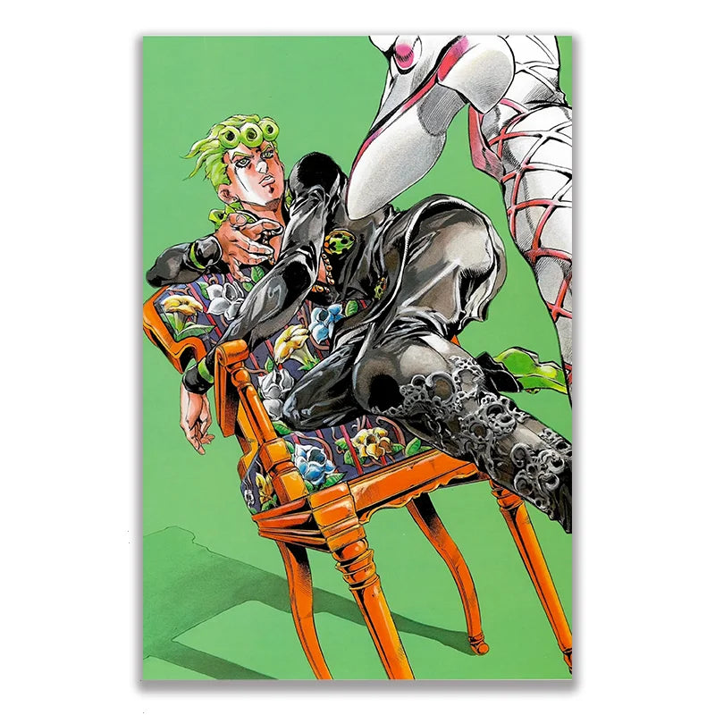 Anime JOJO Bizarre Adventure Retro Poster Canvas Wall Art Printing Waterproof Home Living Bed Room Bar Hallway Aesthetic Decor Peaceful Pleasures Health and Wellness