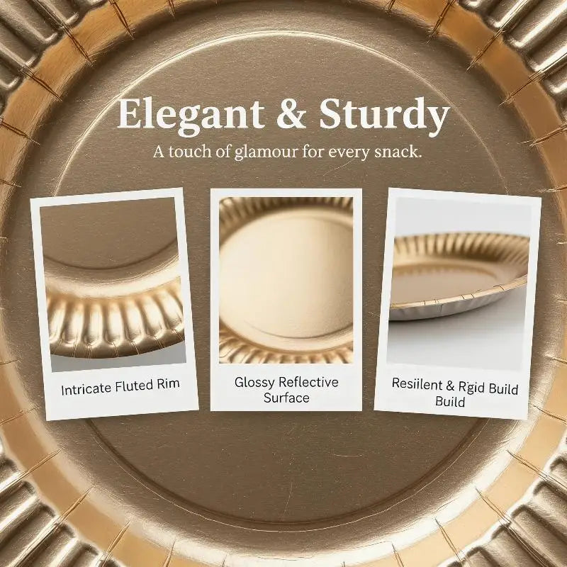 Metallic Foil Disposable Paper Plates Gold Silver 50 Pack