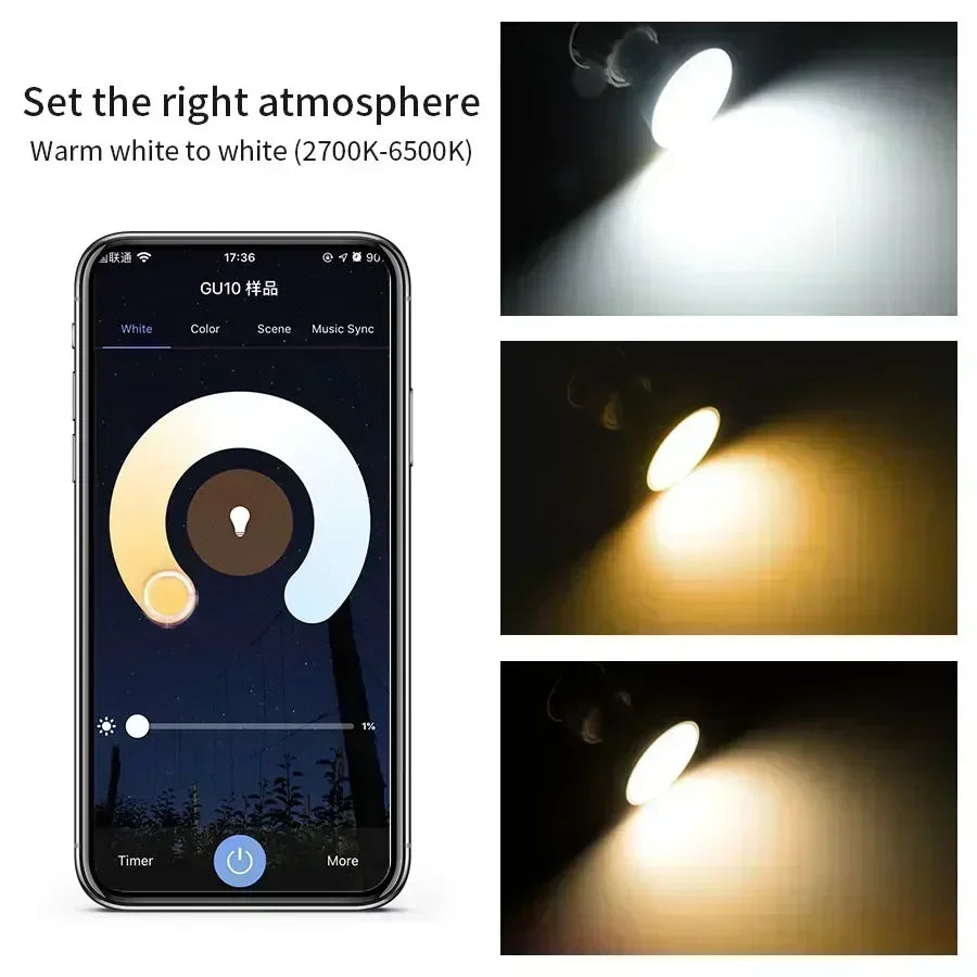 Tuya WiFi Smart GU10 LED Bulb – Alexa & Google Home, RF Remote