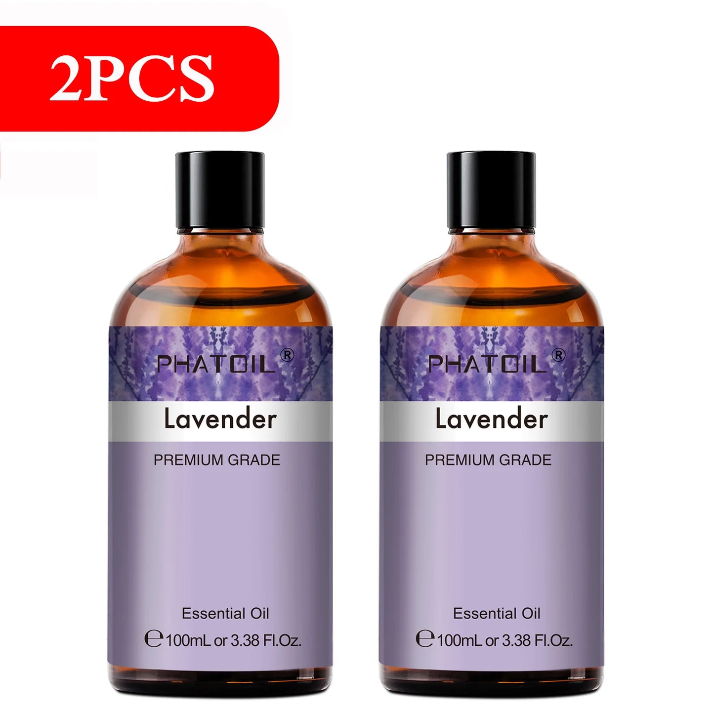 PHATOIL 100ml Aromatherapy Essential Oil-Lavender Rose Vanilla Eucalyptus Sandalwood Pine Needles for Diffuser,Candle Making Peaceful Pleasures Health and Wellness 2pcs Lavender 100ML