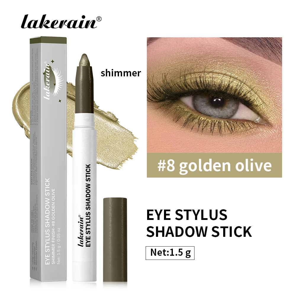 Eye Stylus Shadow Stick Long Lasting Makeup Effect Waterproof Sweat Resistant Circular Design Matte Pearl Tones Eye Shadow Pen Peaceful Pleasures Health and Wellness Golden olive