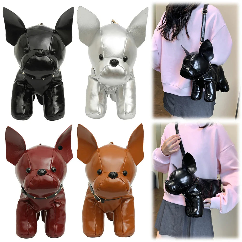 Bulldog Crossbody Bag – PU Leather Novelty Shoulder Purse