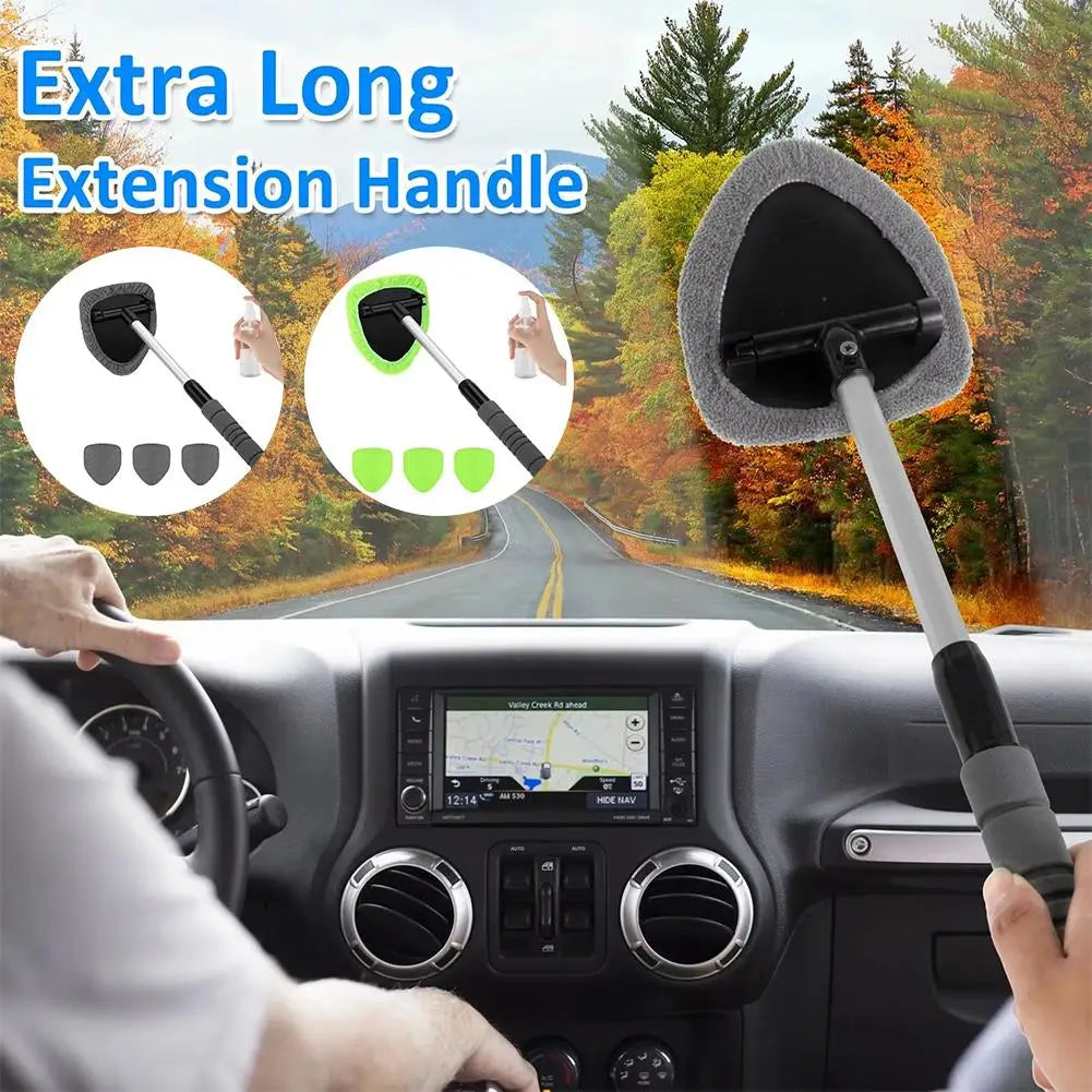 Window Scraping Mist Eliminator Microfiber Car Window Cleaner Telescopic Windshield Cleaning Tools Auto Accessories Peaceful Pleasures Health and Wellness