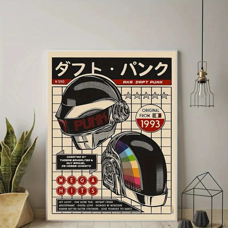 Daft Punk Retro Helmet Wall Art Prints Canvas Painting Poster Picture For Living Bedroom Dining Room Home Decor Peaceful Pleasures Health and Wellness