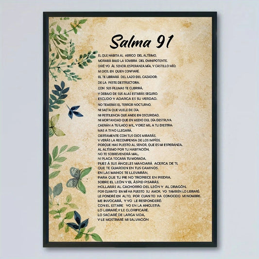 Psalm 91 Spanish Scripture Canvas Wall Art Print | Home Decor Scripture Canvas Print Peaceful Pleasures Health and Wellness G5411 30x40cm Metal Framed