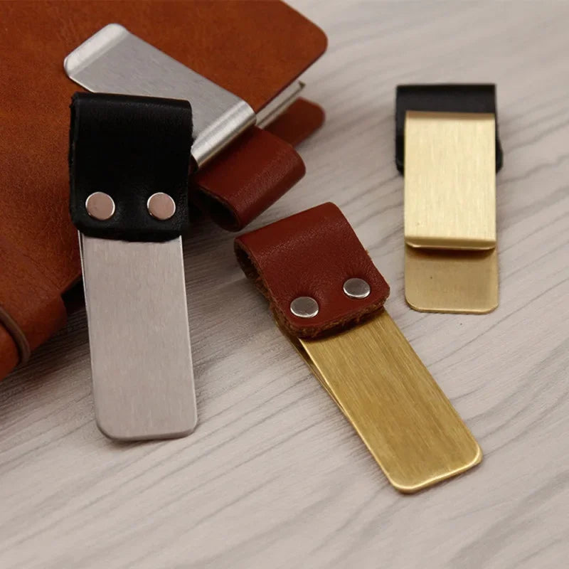 Retro Leather Notebook Clip – Pen Holder & Bookmark