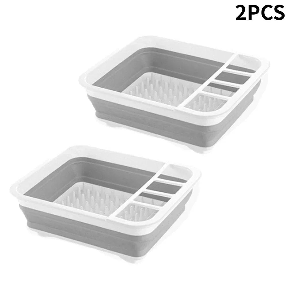 Collapsible Dish Drying Rack, Sink Dinnerware Organizer Storage Tray, Portable Foldable Dish Drainer for Kitchen RV Camper Van Peaceful Pleasures Health and Wellness 2PCS