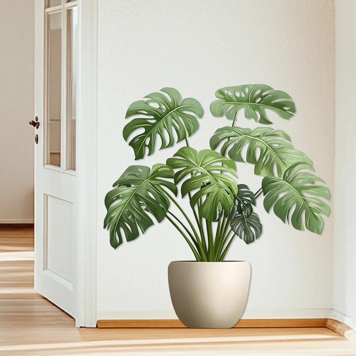 3D Green Plant Pot Wall Stickers | Waterproof Vinyl Decals
